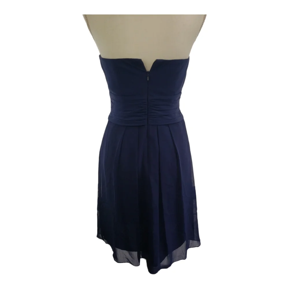 David's Bridal Strapless Sweetheart Neckline Short Dress Size 2 in Navy - Picture 3 of 13